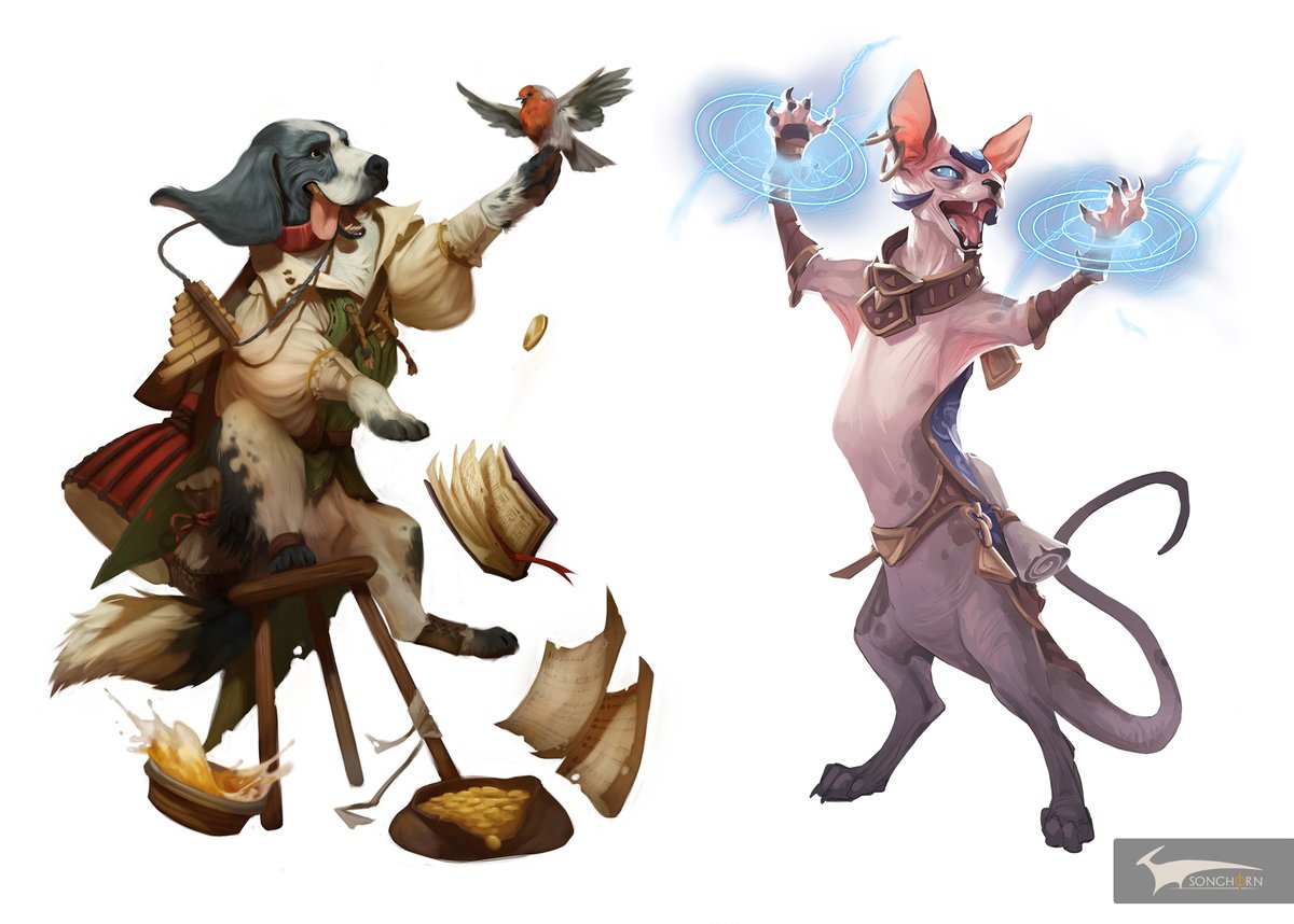 You're in a fantasy world, who would you pick to have at your side? The friendly loyal doggo or the powerful independent cat

Some of our work for Animal Adventures by <a href="/SteamforgedLtd/">Steamforged Games</a>