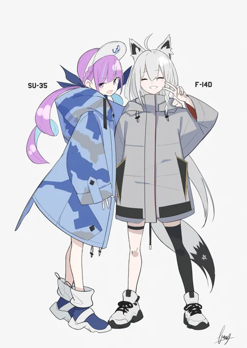 #絵フブキ  #あくあーと
戦闘機パーカーを着せた絵です 