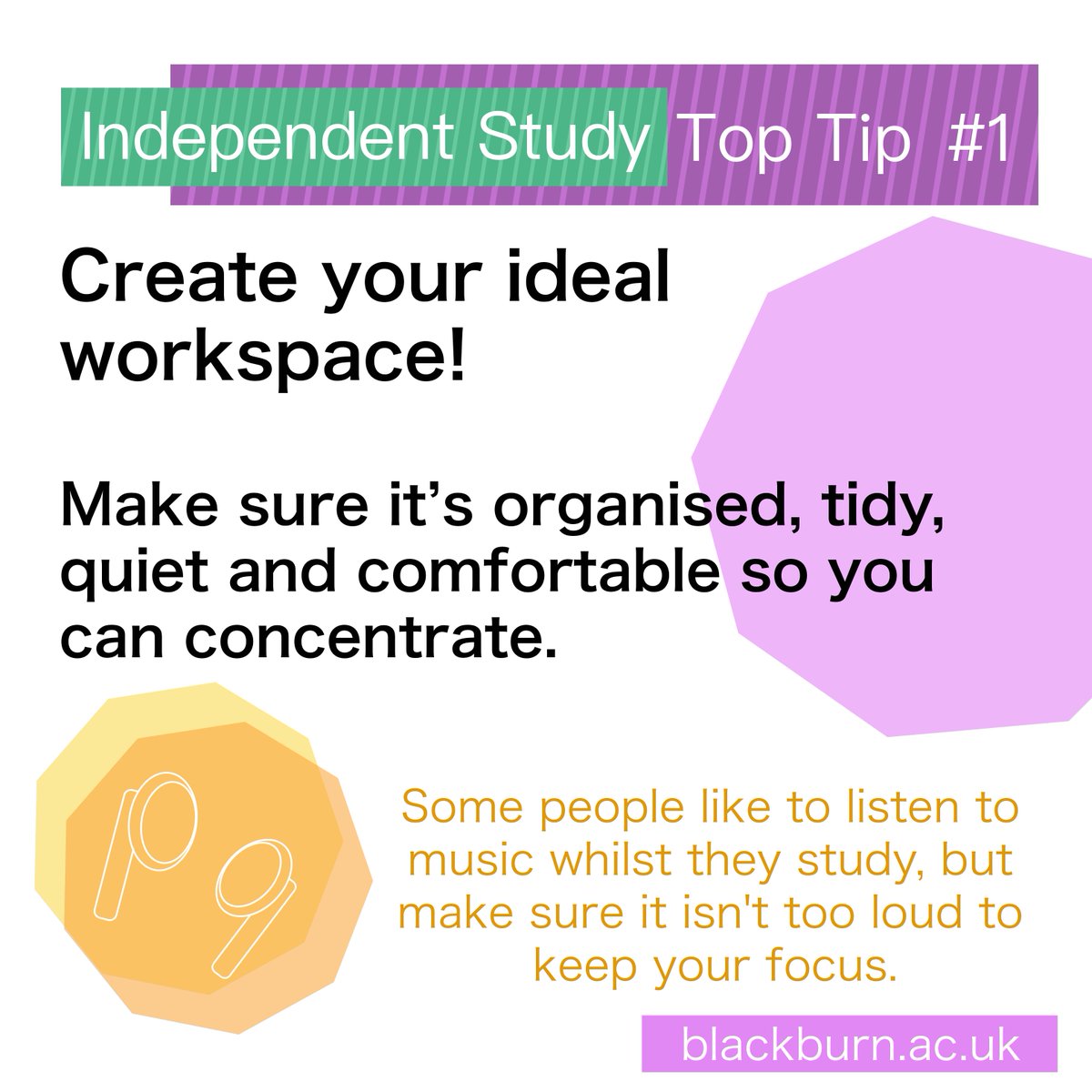 bbcollege's tweet photo. 🔟 TEN Independent Study Top Tips coming your way ☝️

Students ❗ Follow our social media channels every day this week as we share two top tips each day! Here's your first...

#1 Create your ideal workspace 💻 #BlackburnCollegeTopTips https://t.co/PRzv7Ya4s1