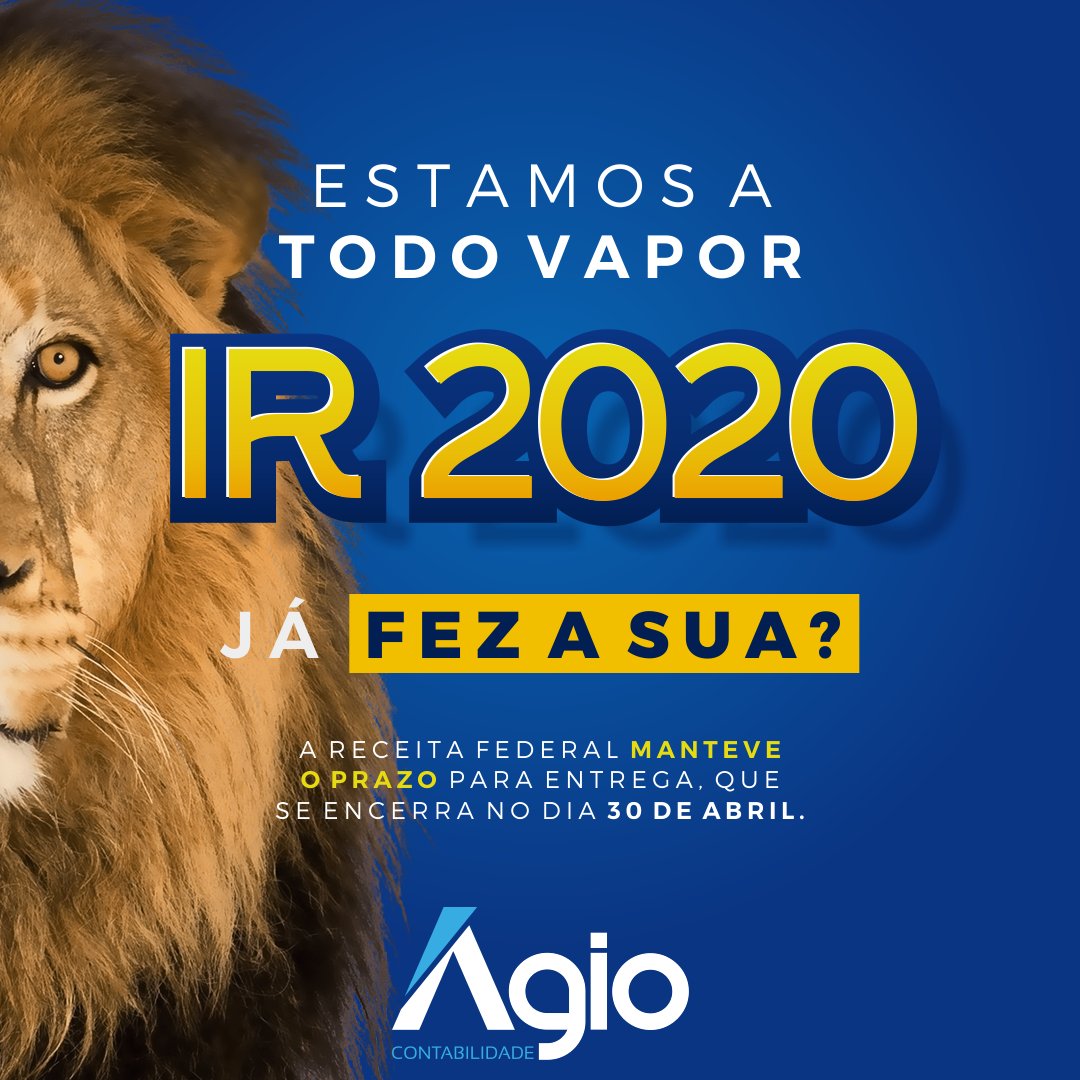 AgioContabil's tweet image. Atenção! Com ou sem coronavírus, o prazo para entrega da declaração de Imposto de Renda termina às 23h59 do dia 30 de abril. Quanto mais cedo você prestar contas à Receita Federal, maiores são as suas chances de receber a restituição do #imposto já nos primeiros lotes.