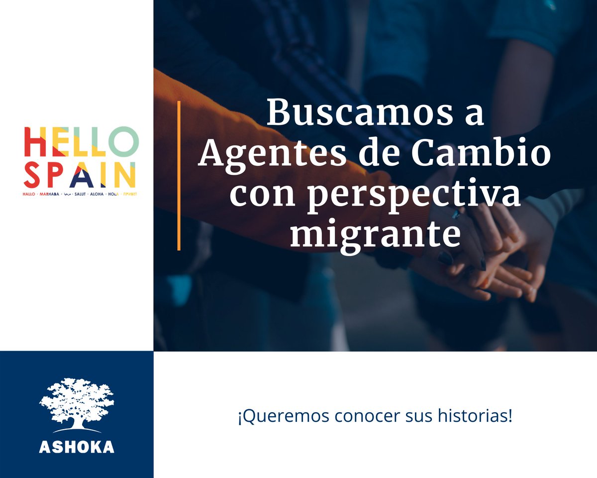 AshokaSpain's tweet photo. En Ashoka queremos conocer a agentes de cambio migrantes, embajadores o activistas del cambio social que hayan jugado un papel importante en la vida de muchos. ¡#HelloSpain les está buscando!
Si conoces a algún líder del cambio migrante nomínale aquí: https://t.co/KzCTSPOvHh https://t.co/lMtJ0ccJHy