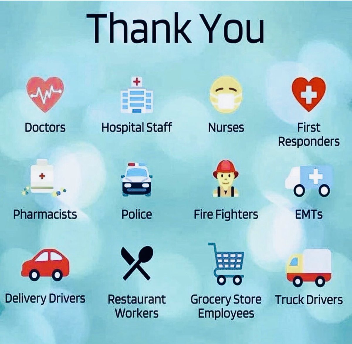 #MondayMood ~ thankful❤️  #thankyou #grateful #doctors #hospitalstaff #nurses #firstresponders #pharmacists #police #firefighters #emts #deliverydrivers #restaurantworkers #grocerystoreemployees #truckdrivers