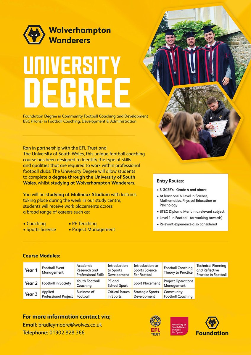 wwfcfoundation's tweet photo. Whilst you are at home, why not check out our #UniversityDegree ๐
๐ Check out our Instagram story at 12.30 to hear from our current degree students
#Degree #TheWolvesWay #Education #Study https://t.co/bLlQx7wpbs