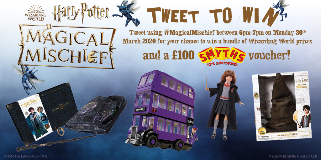 Join the conversation today between 6pm and 7pm GMT using #MagicalMischief for your chance to win a @WizardingWorld bundle and a £100 <a href="/SmythsToysUK/">Smyths Toys UK</a> voucher UK &amp; Over 18s only T&amp;Cs here bit.ly/3dHUoW7