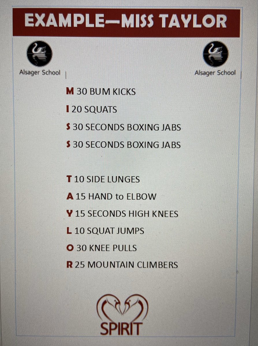 Alsager_PE's tweet photo. Alsager Workout of the Week 2 is here! Enjoy the challenge and keep active!! Stay safe!! https://t.co/aG7iNQJpw2