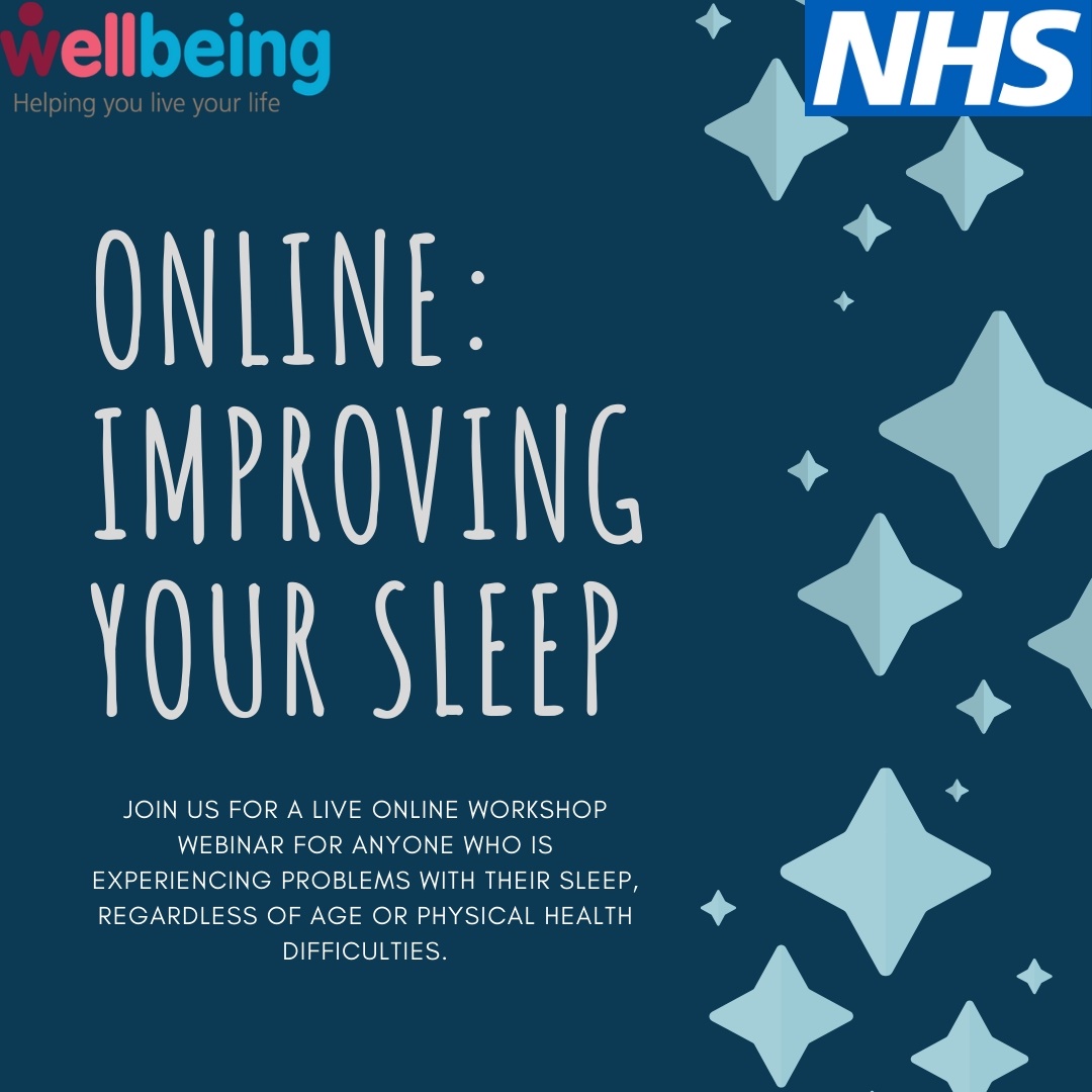 NSFTtweets's tweet photo. Online Improving your Sleep. Join the Wellbeing service for a free live online webinar for anyone who is expericeing problems with sleep. Looking after yourself during the Coronavius Pandemic is important. Book your place https://t.co/CuMzZsiSLk https://t.co/Oi18Gt2DGu