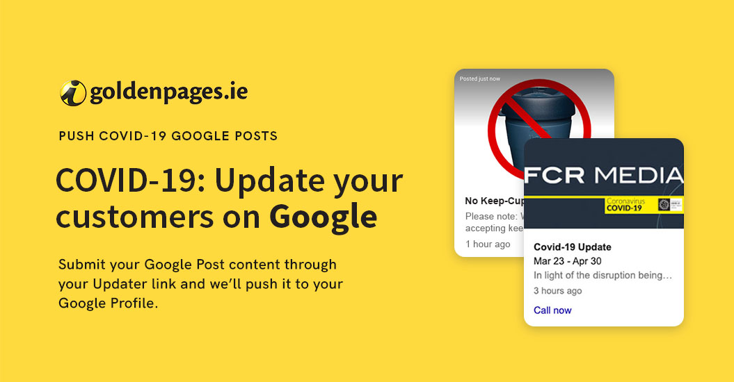 COVID-19: We can push out Posts to your Google Profile to help spread the word about any changes to your business around COVID-19. #COVID19 #BackingLocal