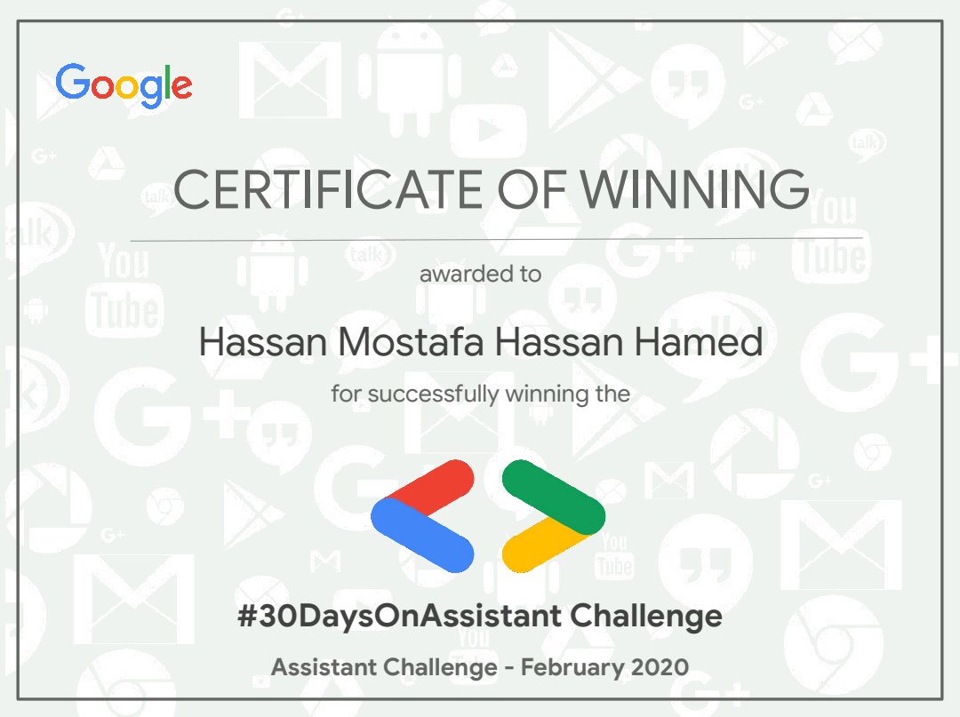_HassanMostafa's tweet photo. Optimism is the faith that leads to achievement. Nothing can be done without hope and confidence. Honored to be awarded by #Google. #MENA30DaysOnAssistant
@ActionsOnGoogle @GoogleArabia
@googledevs @gdgmena @GCDCEgypt @GCPcloud #MENADD
Thanks @abid_salim @Omranic
@hassaan_mahdy https://t.co/y7332JRDde