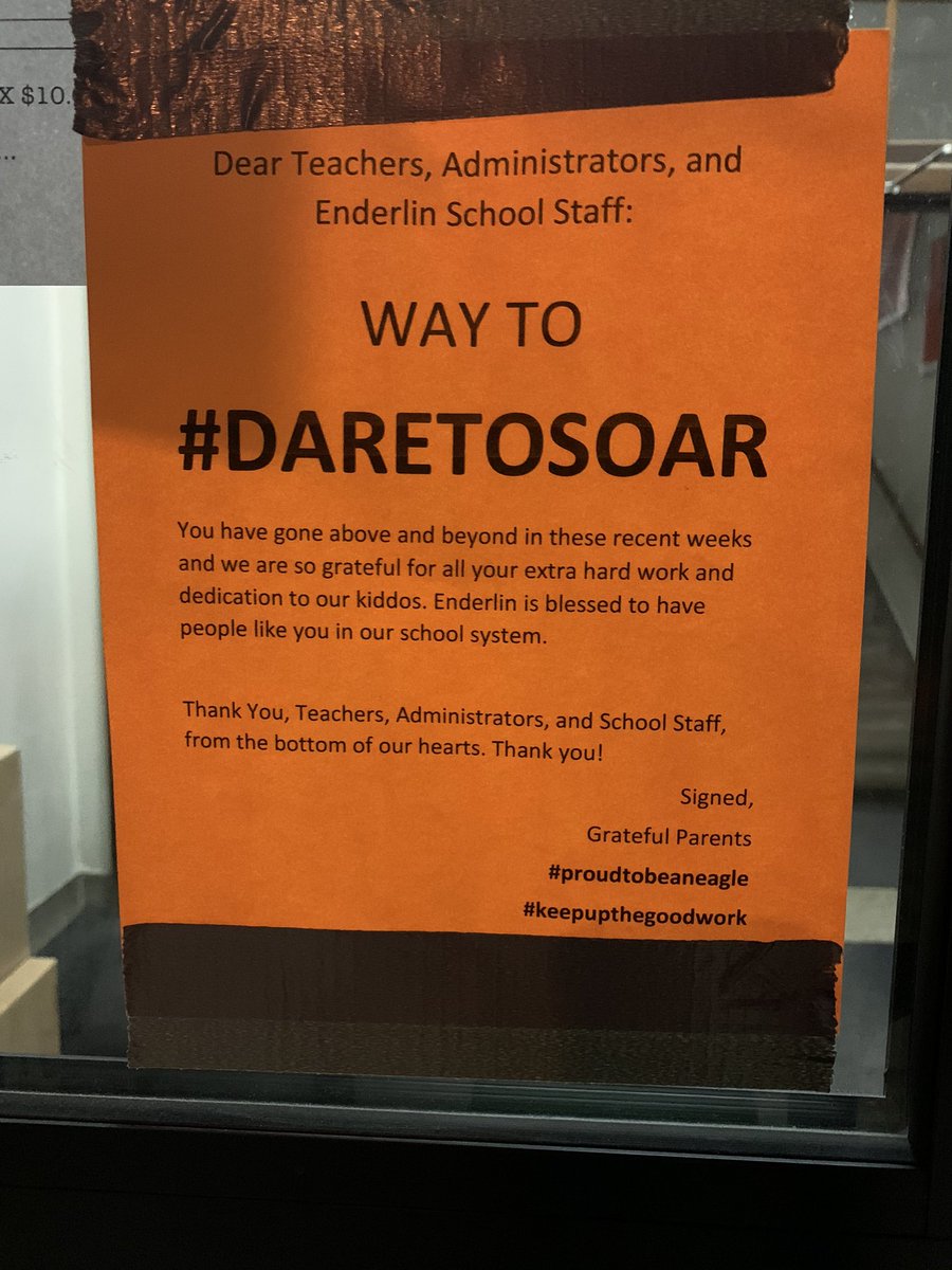 enderlineagles's tweet photo. We don’t know who you are, but thank you to the parents who left us this kind note on the front door.  #daretosoar #missourkids #eaglepride https://t.co/A3nS1AioXK