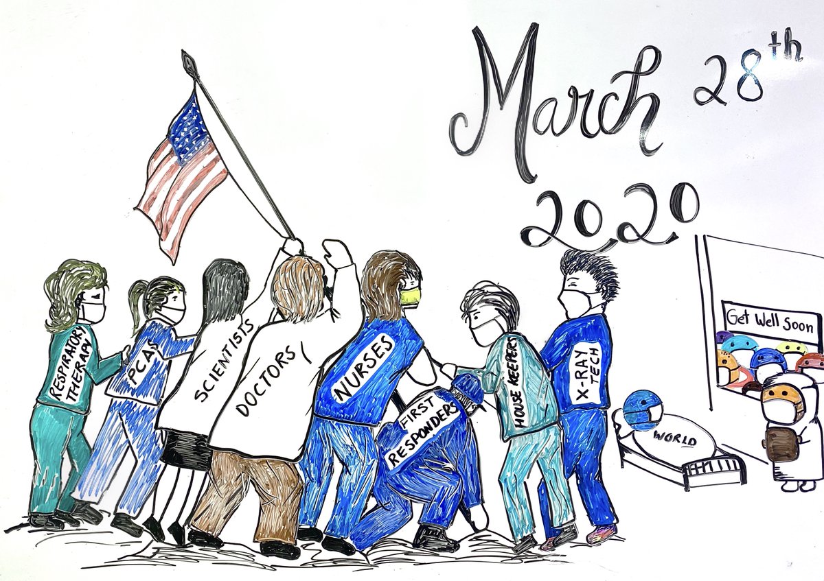 OnlyInBOS's tweet photo. Happy National Doctors' Day!

Thank you for being on the front lines, for your sacrifices every day, and for making the health of others your priority.

Gloria Gutierrez, a registered postpartum nurse in Boston, sketched this for healthcare providers to see at the hospital.

❤️ https://t.co/PZatGF8wuP