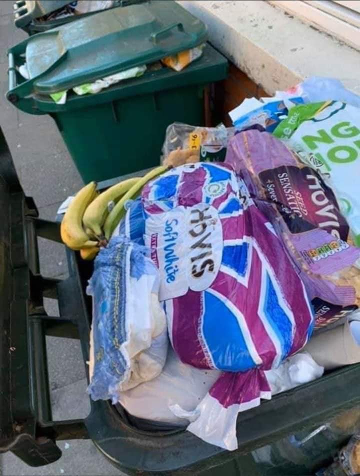 FreeMyself2023's tweet photo. Mate who works for the #Council just send me these photos. The same people who was #bulkbuying over the last few weeks has resulted to this.  Why don’t you give them #Charities who have asked for your extras so they can help the. #Beashamed. #tesco #sainsburys #asda https://t.co/jge5hcNt6S