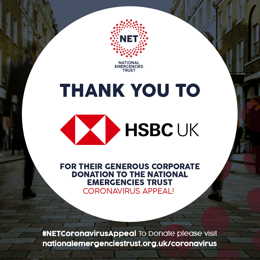 NatEmergTrust's tweet photo. A big thank you to @HSBC_UK for their generous corporate donation to the #NETCoronavirusAppeal. If you would like to give your support to the local charities helping those most in need, please visit: https://t.co/B1BksmSlJG https://t.co/Rex04VB6Ay