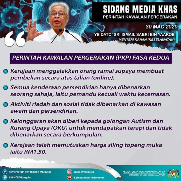 BernamaTV's tweet photo. Perintah Kawalan Pergerakan (PKP) Fasa Kedua @IsmailSabri60 @MINDEFMalaysia https://t.co/Zo6kHE74Wj