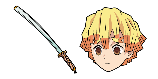 Custom Cursor on X: One of the main characters of the anime series Demon  Slayer: Kimetsu no Yaiba, cowardly Zenitsu Agatsuma and his Nichirin Blade  sword in a custom cursor pack. #customcursor #