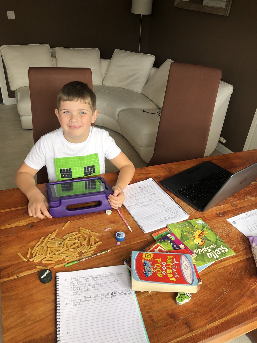 KLaing60's tweet photo. We have started our home schooling journey now! Day 1.. I learnt how to use J2E, thanks kids 👌🏼 and that we needed pasta as our maths counters.. slow &amp; steady we will get there 🙌🏼 #learningfromhome #thankyouteachers #lessonslearnt #mumshome 😁 @KingswoodParksP  @MissDaviesYear1 https://t.co/1B8ez23Hhe