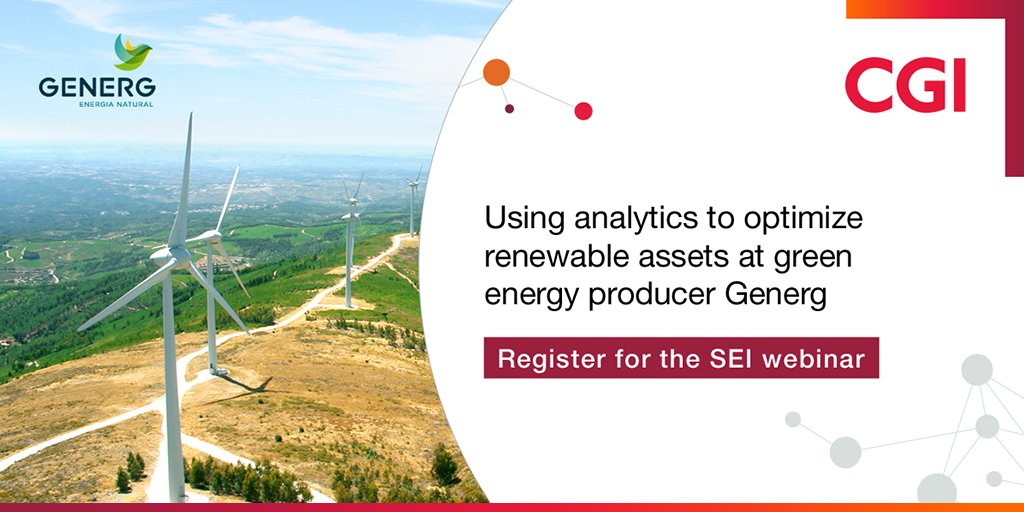 CGI_Global's tweet photo. Learn how Portuguese utility #Generg uses the advanced #analytics of CGI’s #Renewables Management System to maximize wind turbine performance, streamline operations and improve efficiency. Key insights for challenging times. Join the webinar April 23. https://t.co/HBDSzUrzgk https://t.co/w6n4obxsqF