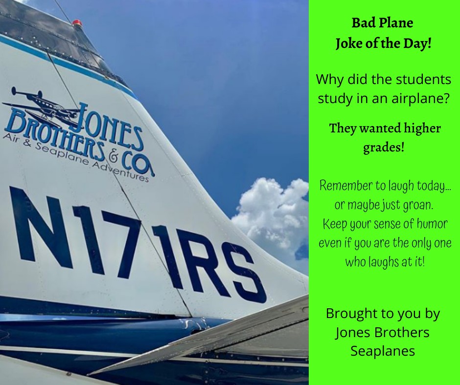 JonesSeaplanes's tweet image. Bad Plane Joke of the Day

#supportbysurviving #badhumor #planejokes #betterpilotsthanjokes #adventure #seaplanes #tavares @SeaplanesOrg @TavaresFL