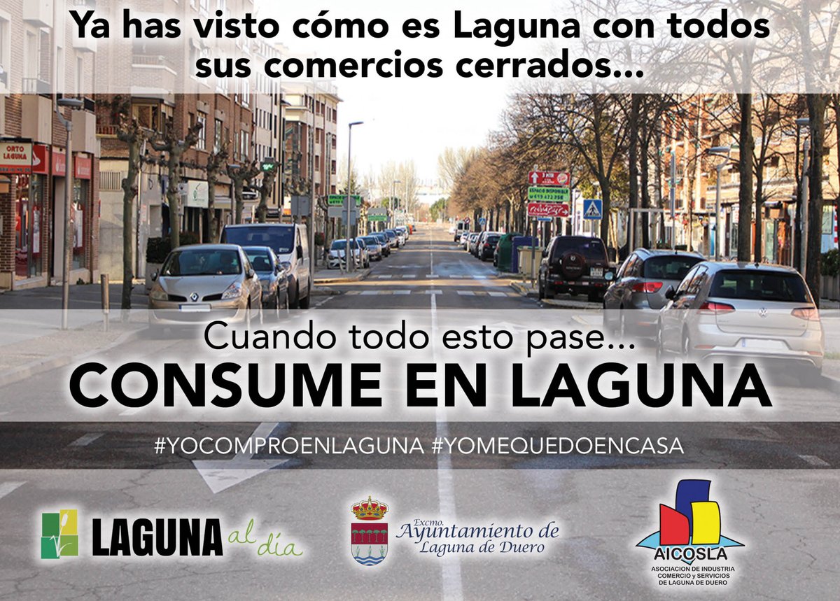 Laguna_al_dia's tweet photo. Desde Laguna al Día junto con el Ayuntamiento y AICOSLA, queremos lanzar un mensaje a tod@s los vecinos. Cuando todo esto pase... CONSUME EN LAGUNA. Apoya al comercio de proximidad y aporta tu granito de arena para que nuestras calles vuelvan a recobrar la vida que se merecen. https://t.co/l5H3fptmJr