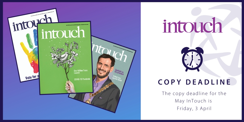 INTOnews's tweet photo. The copy deadline for the May #InTouch magazine is this Friday. If you have content you would like considered for publication in this issue, please email editor@into.ie. https://t.co/Mu2Dv6RUYo