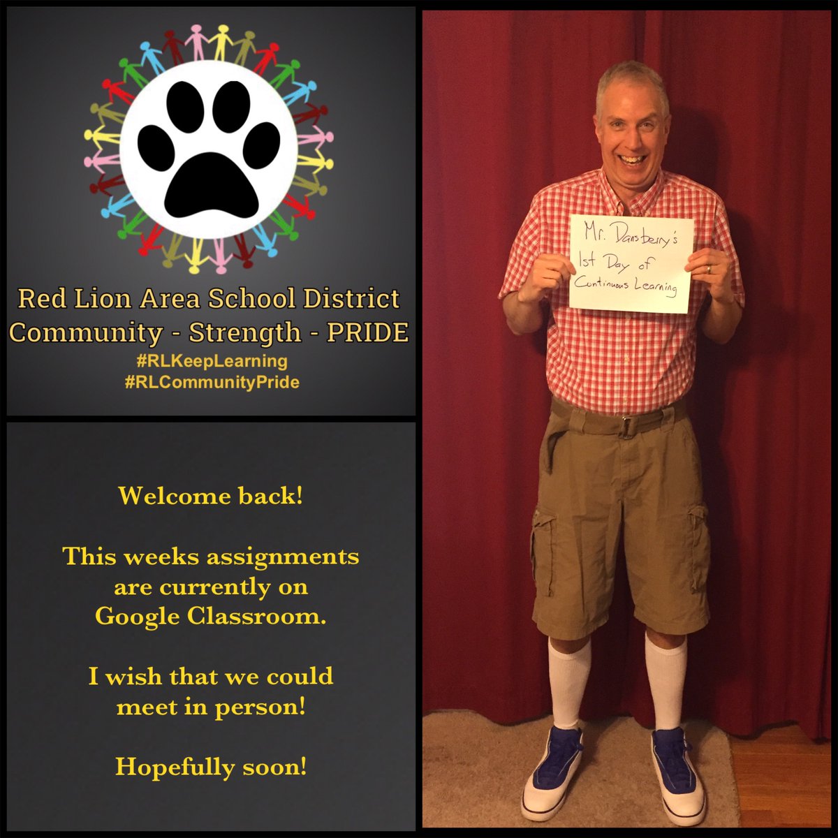 MrDansberry's tweet photo. I’m so excited to start back up this morning, I feel like a little kid on the first day!  #RLKeepLearning #RLCommunityPride https://t.co/zCVT8KqRDt