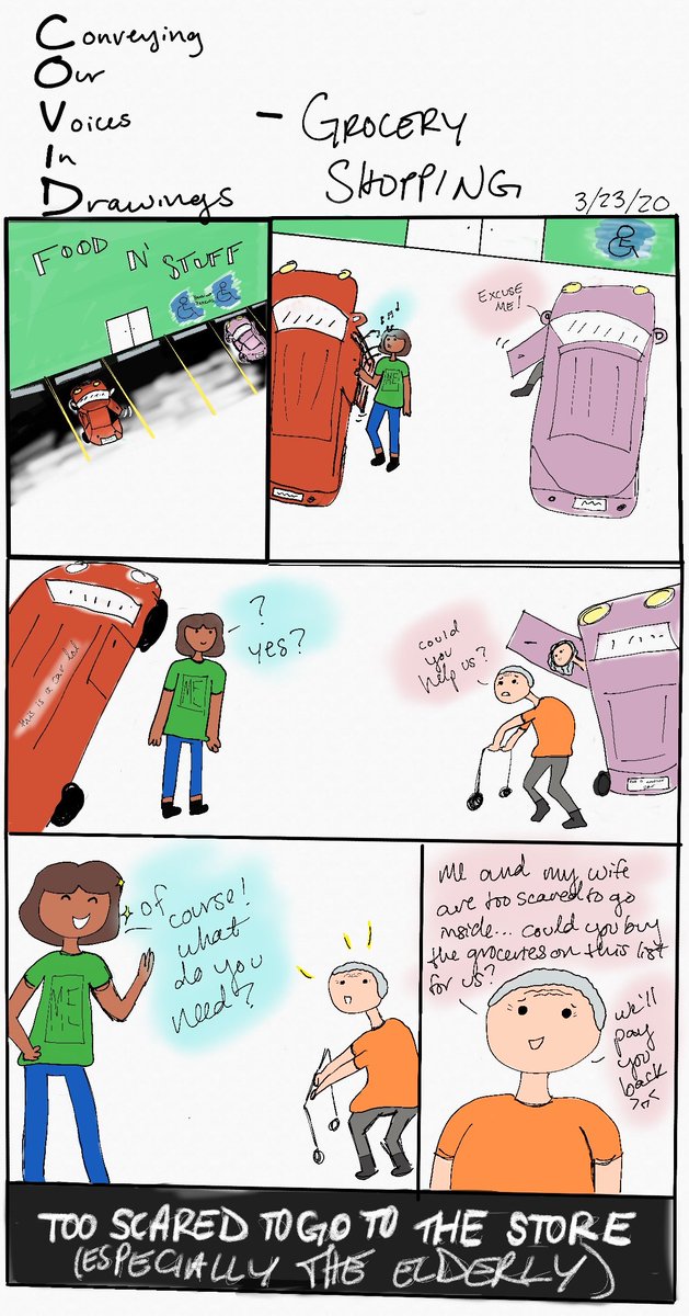 lncknightstudio's tweet photo. This comic depicts a real interaction one of our students had. Let's take care of our elderly &amp; immunocompromised during these times! #KnightsCaptureCOVID #LNCPride https://t.co/hH1OtMik31