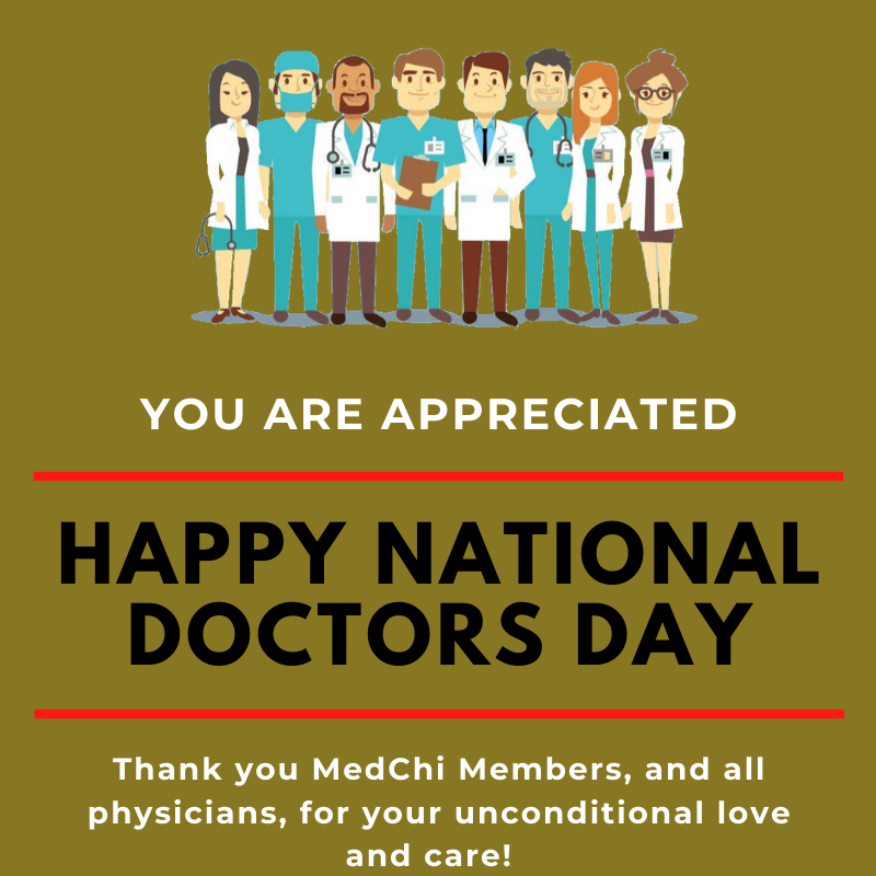 MedChiupdates's tweet photo. Happy #NationalDoctorsDay to all of our wonderful physicians.  We are extremely grateful for you not just today, but every day, especially now during such trying times.  Thank you for all you do, stay safe! https://t.co/5aPeoKP9ur
