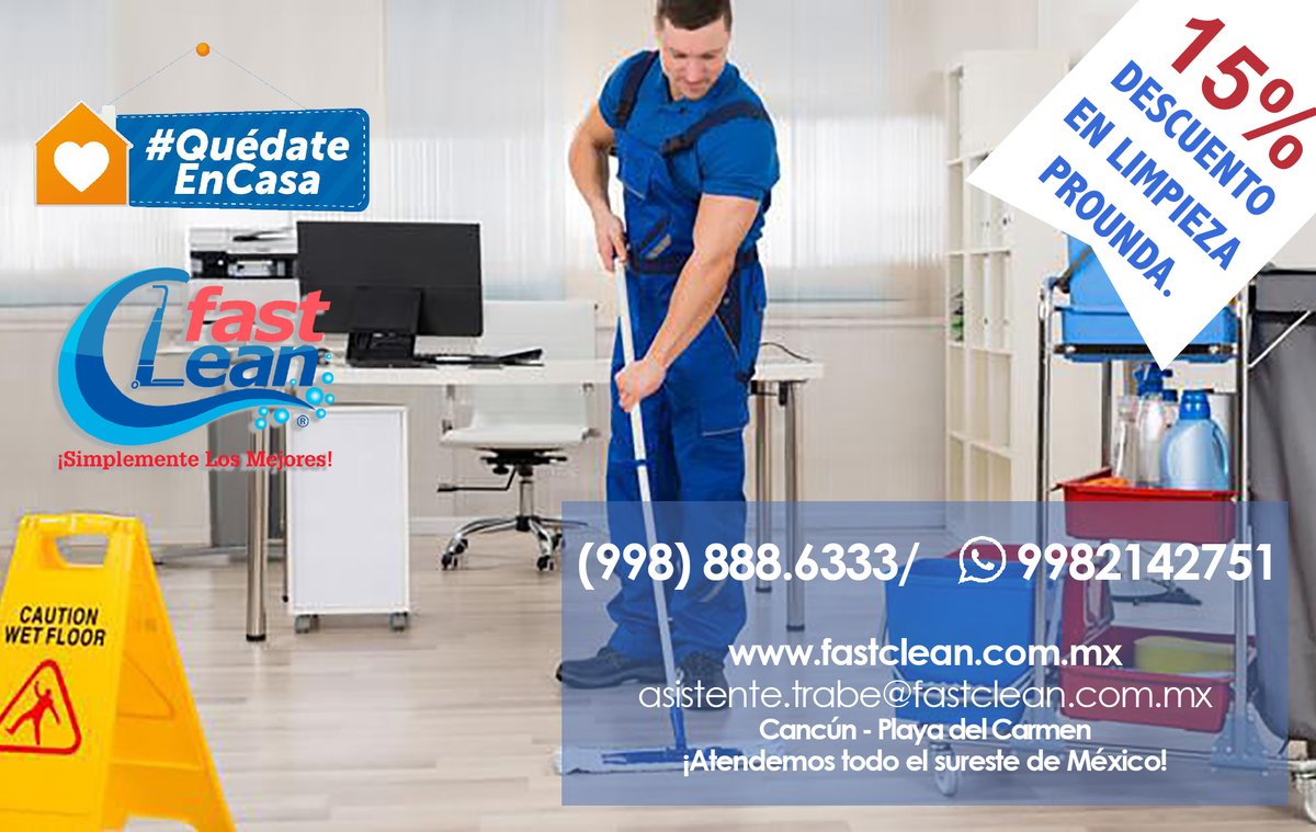 FastCleanCUN's tweet photo. Servicios de limpieza profunda, con el equipo profesional y el personal capacitado.

✅¡Contáctanos! 😀👍
https://t.co/QHTrplv9PU
 https://t.co/k8PRILAR8z
📞(998) 888 📱6333/9982142751 asistente.trabe@fastclean.com.mx

#QuedateEnCasa 
#Cancun
#serviciosdelimpieza https://t.co/h8UcOgFAah