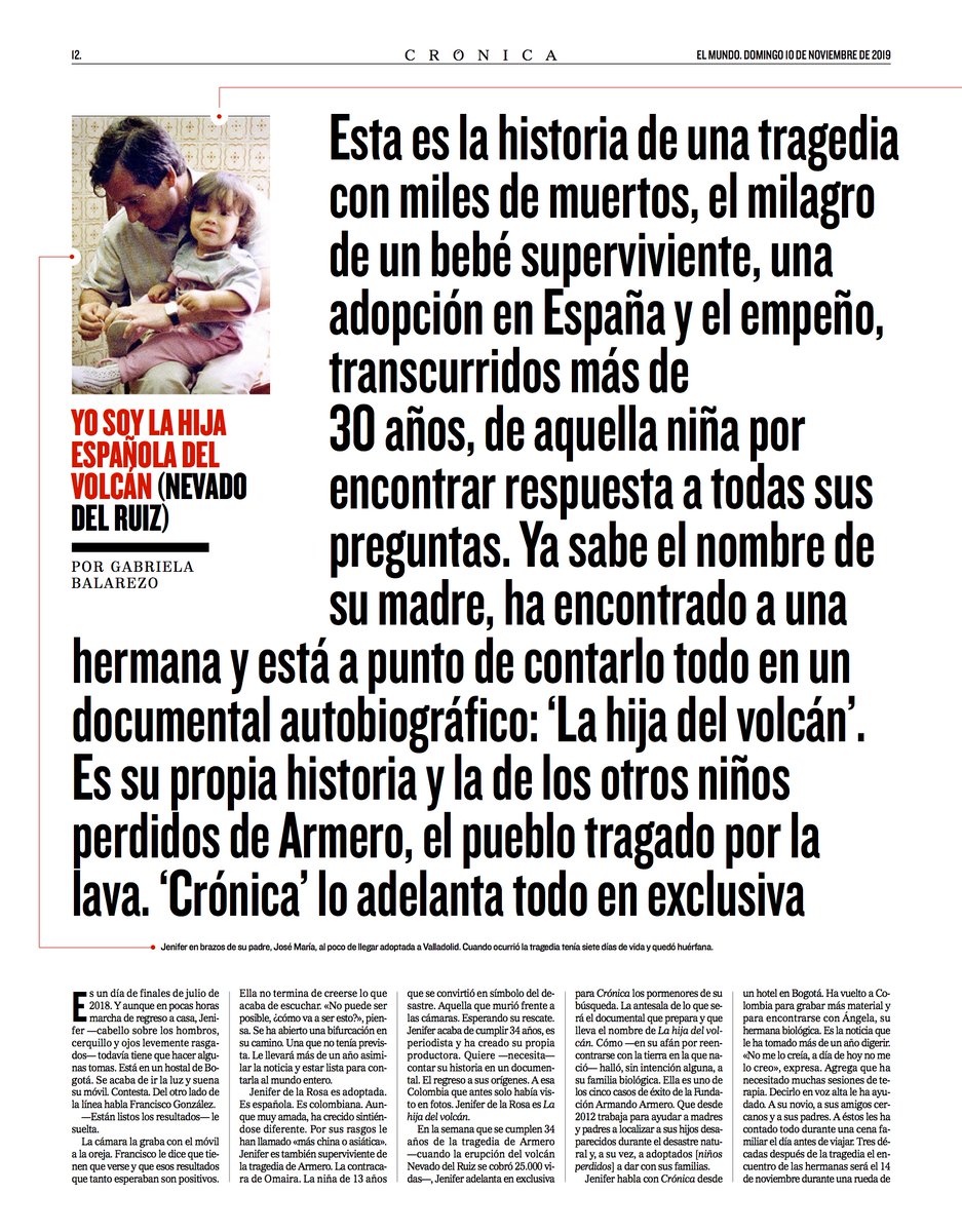 majimeno's tweet photo. "Yo soy la hija española del volcán", de Gabriela Baralezo (@elmundoes), ha quedado finalista en Mejor Crónica. https://t.co/99odCxWwTf