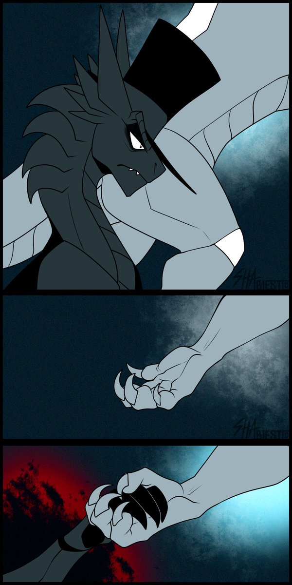 ShaBiest's tweet photo. Finally! 😳

#Dragonous #Villainous_AU #dragonhat #blackhat #black_hat #whitehat #white_hat #comic #dragon #dragoncomic #digitalart https://t.co/NNZbrn7nIN