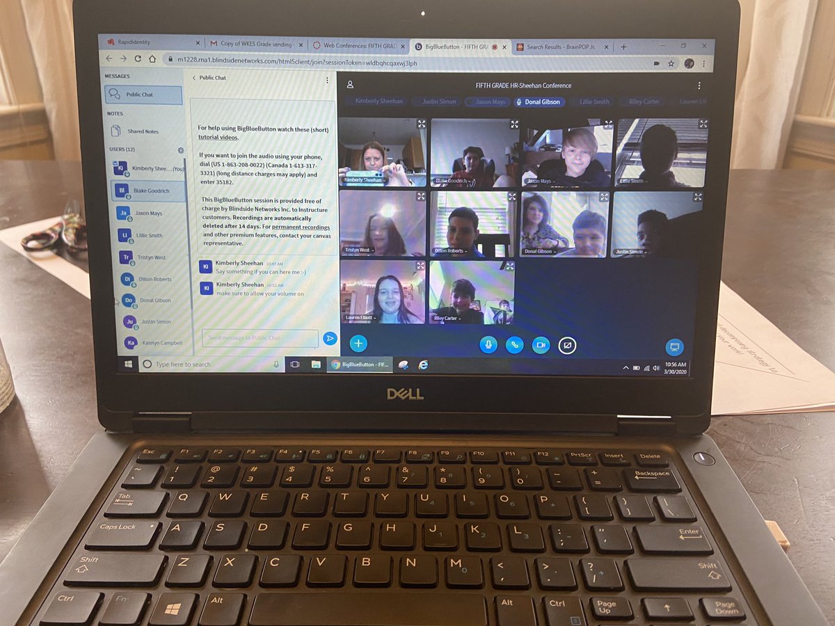 Sheehan5th's tweet photo. My heart is full! I was able to video chat with my students today via Canvas Conferences!! #missedthosefaces #minermoments #cantwaitforthenextmeeting @Sheehan5th @JBWatkinsES https://t.co/8BkAWienrg