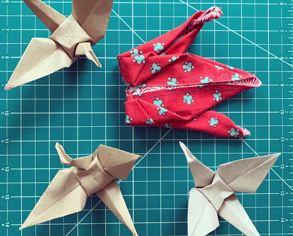 NBSSboston's tweet photo. #MakingTogether Challenge: Make a folded crane this week, out of whatever materials you choose. Paper fabric, wood, wire, etc. - anything you have! Tag us by Sat pm of this week & we’ll retweet the results.
#stillmaking #HomeMade #keepmaking #craftathome #makingchallenge https://t.co/8xQXp0rZKc