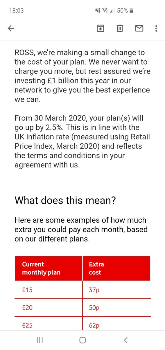 ross89uk's tweet photo. Disgusting Vodafone. With people struggling like they are you are putting your prices up. People will not forget this. I'll never give you my business again. #vodafoneboykot #ShameOnYou https://t.co/oElfMa314R
