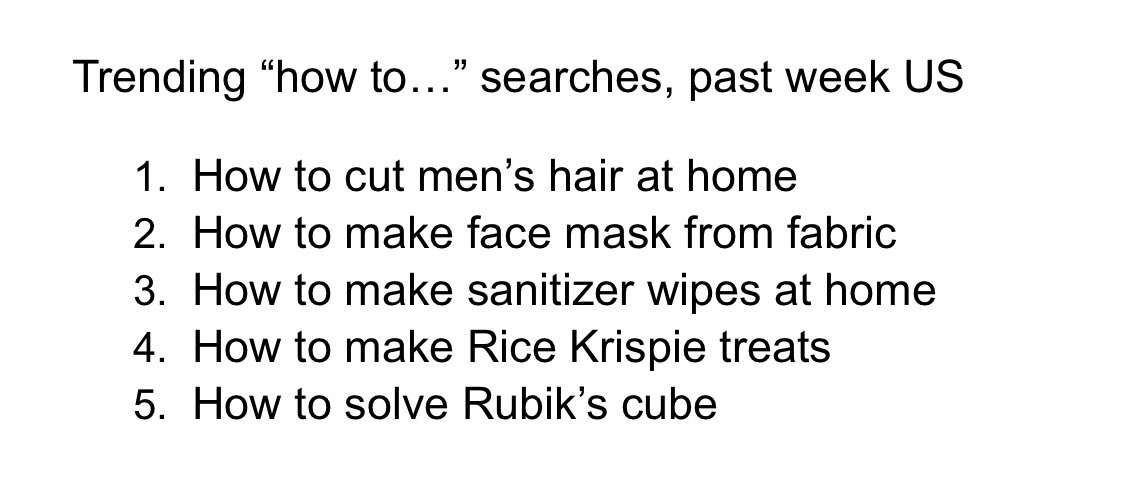 carlquintanilla's tweet image. Top five “How To” searches on Google in the past week (US):

(via @GoogleTrends @smfrogers) #COVID19