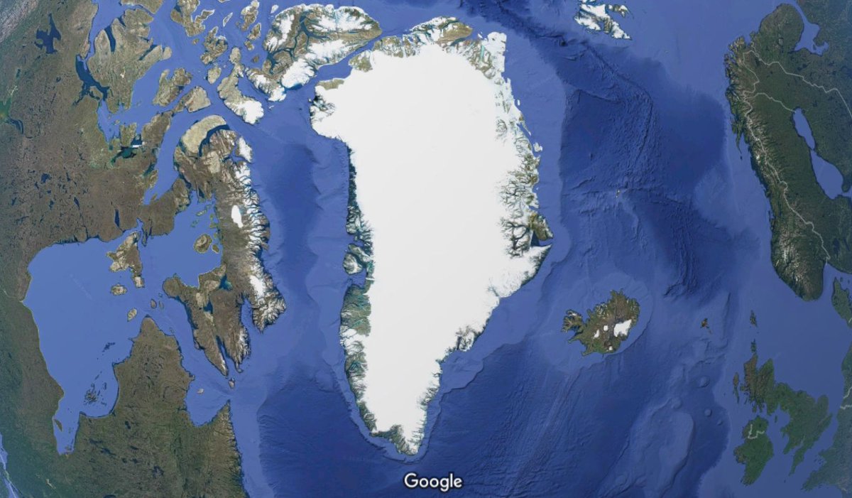 28. LET'S TAKE A CLOSER LOOK SHALL WE?According to GQQGLE Greenland is the "Whitest" country in the world. It's completely covered by an "Ice Sheet"Take a minute to zoom in on the on GL and compare the coastlines to the middle.And where's the Arctic ice GQQGLE?