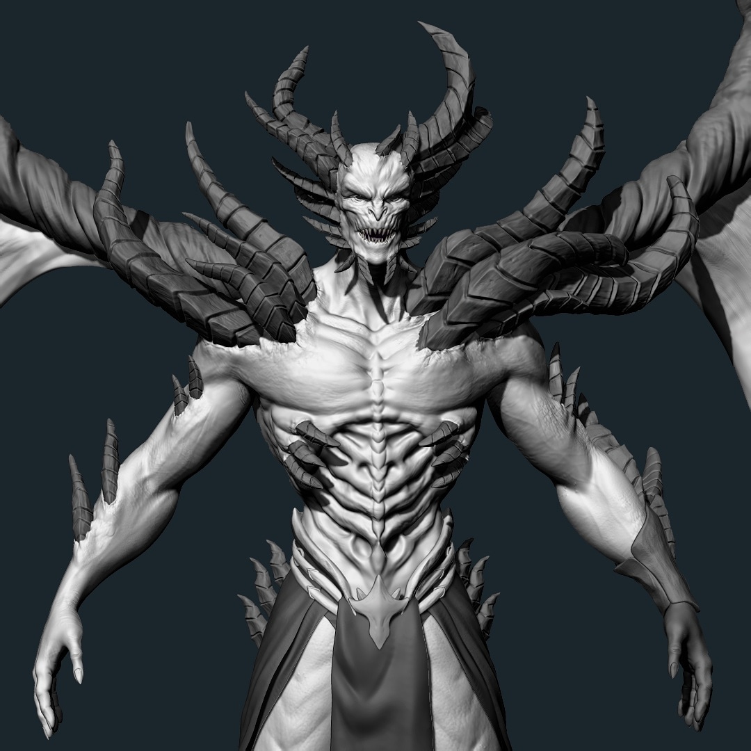 macu945's tweet photo. Wip of this model based on a concept by Dinulescu Alexandru. High poly, low poly and uvs done! He is ready for some textures!! #zbrush #pixologic #demoncreature #3dcharacter #3ddemon #3dcreature #3dart #3d #cgart #3dsculpting #3dmodeling #madewithwacom #zbrushathome #animum3d https://t.co/lqbIK9yDlE