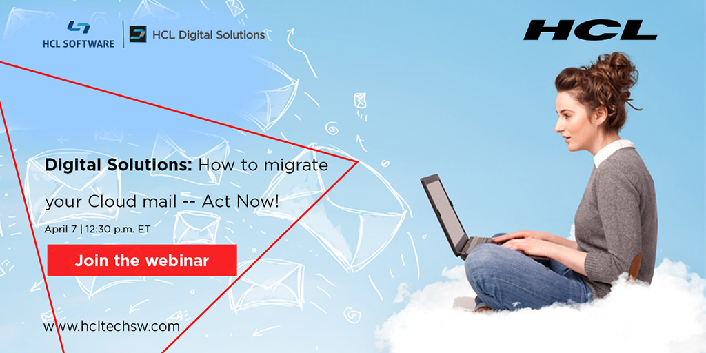 HCLDigital's tweet photo. The time is NOW if you are a SmartCloud Notes or Verse customer and still need to find an HCL Cloud Hosting Managed Service Provider. Join us to learn how to move your mail to a Domino server of your choice. Register now: https://t.co/F7oGJmZAJp https://t.co/I6yFTWNncA