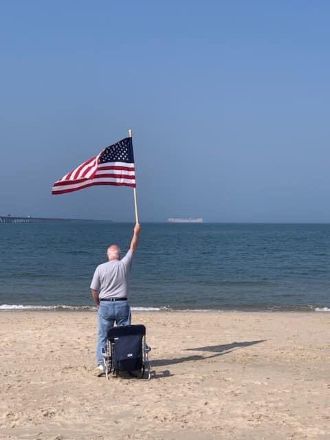#NMCPReadyForTheFightTonight #CallToAction #NMCPWeDeployInSupportOfTheMission Charles Duff, from Virginia Beach, Va., waves to the crew of #USNSComfort as they set sail for New York in support of the DoD #COVID19 response.  (Photo courtesy of Crissy Duff)