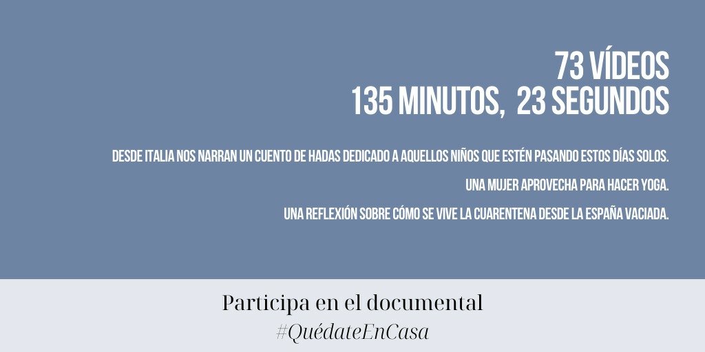 Este fin de semana ha sido una locura, no sólo hemos superado la hora de vídeos… ¡hemos alcanzado las dos horas!

Por eso he tomado una decisión muy importante con respecto al documental que os contaré mañana… 😁

#yomequedoencasa #coronavirus #CuarentenaNacional