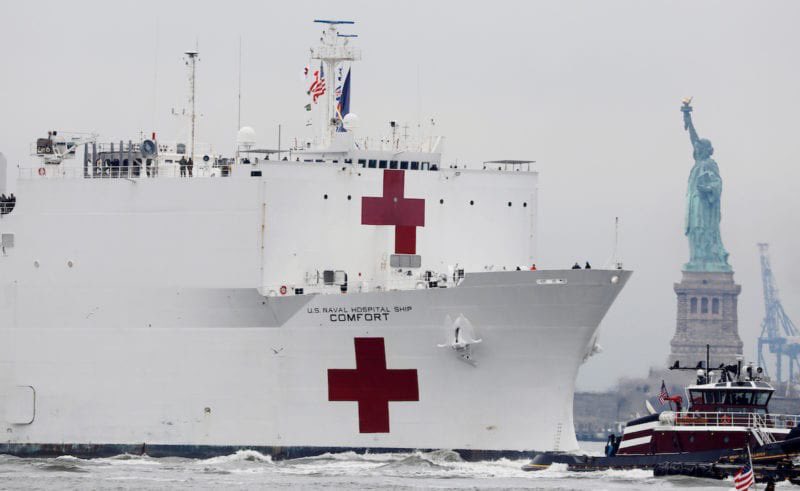 #NMCPReadyForTheFightTonight #CallToAction #StopTheSpread #FlattenTheCurve 

USNS Comfort passes the Statue of Liberty as it enters New York Harbor during the outbreak of COVID19 in New York City. (Photo by Andrew Kelly/REUTERS)