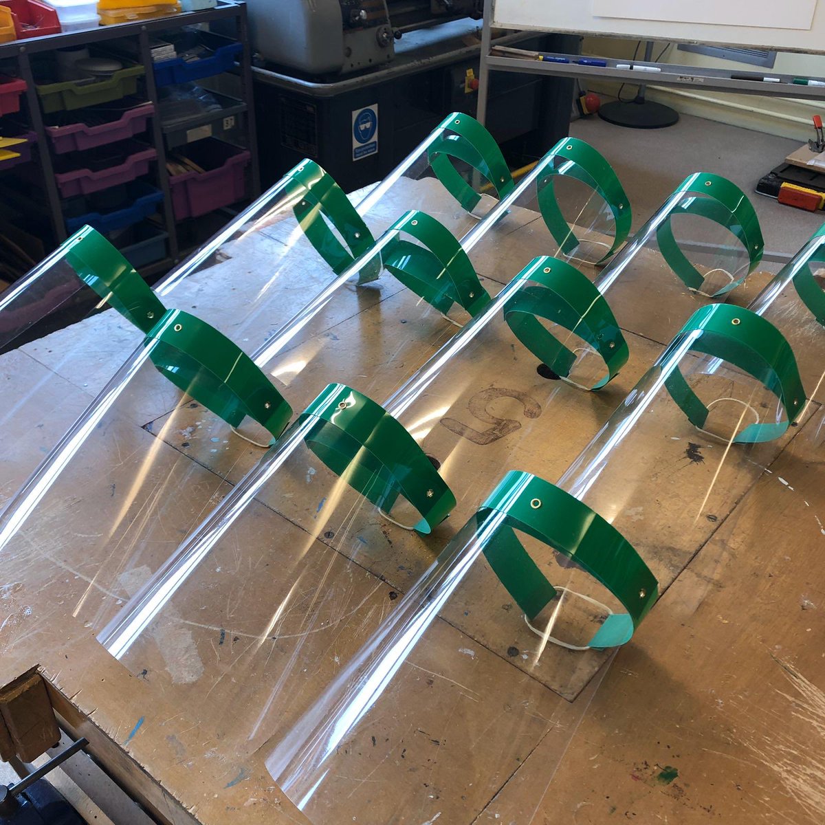 SHOM_Upminster's tweet photo. So proud of Mrs Doe and Mrs Cadman we thank you so very much - First batch of 34 face shields made for our local doctors surgery.  We love our Design &amp; Technology teacher! #doingourbit #COVID19 #sacredheartofmarygirlsschool #dtrocks https://t.co/MHrC2ih2OZ