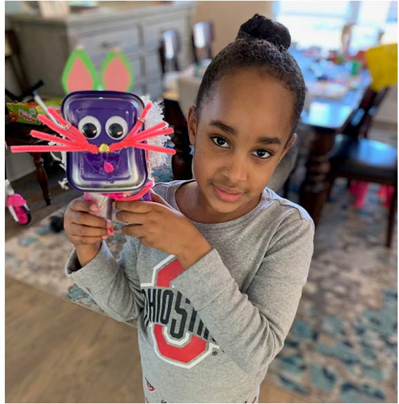 Here is more Art Work submitted to Mrs. Mickel from Charlotte, Bella, and Mya. These students used items they found around the house to create some amazing art!