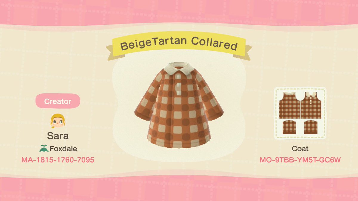 brown tartan collared dress/coat  #foxdaleisland #acnh #animalcrossing  #acnhdesign