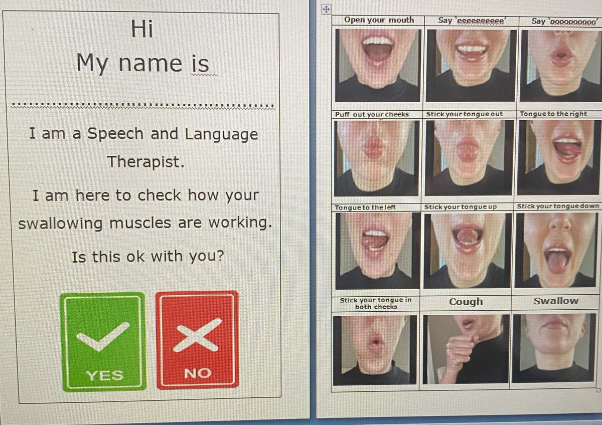 I have created an oral motor AAC double sided resource to support dysphagia ax. Giving/following instructions from behind a mask may be difficult for both the SLT and the patient. Please let me know if you would like it emailing #RCSLT #AAC #Dysphagia #oralmotor #accessible