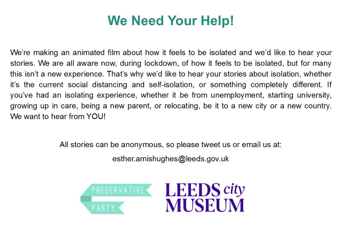 👋 WE NEED YOUR HELP❗
We’re making a short animated film about #isolation and we want to tell your stories. Please see below for more details ⬇️ #animation #presparty #openminds