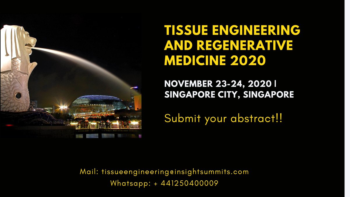 #Tissue_Engineering_2020 at #Singapore City, Singapore during November 23-24, 2020.
#SubmitYourAbstarct
#Bone_and_Cartilage_Tissue_Engineering

For more details, visit: meetingsint.com/conferences/ti…