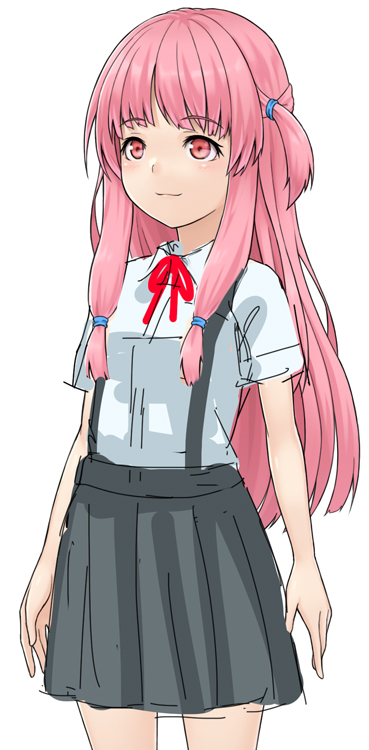 kotonoha akane 1girl solo skirt pink hair shirt long hair white background  illustration images