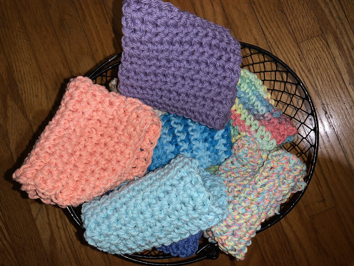 crochet dish/wash clothlowest price: CA$2 each or CA$5 for 3shipping: CA$5*these are surprise colours!! so you can DM me your favourite colours & i’ll pick a dishcloth pattern i think you’ll like - i have more than what’s pictured :)
