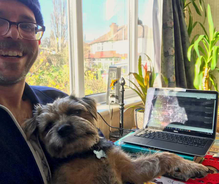 evokefilms's tweet photo. Another week #WFH for the Evokers and another chance to introduce you to more of the team (&amp; their furry friends) to see how they're living, working &amp; making the most of this new life.

NAME: Jim
ROLE AT EVOKE:Archive Director
WHERE ARE YOU WORKING:Front room

(cont. in comments) https://t.co/C4fNreXLlN