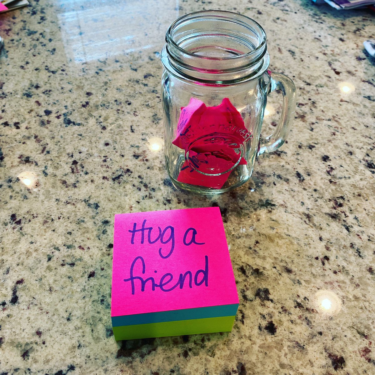 kwhitt2's tweet photo. Everytime we think of something we can’t do right now, we write it on a piece of paper for later on. ❤️ https://t.co/ZiUIcnyYnA