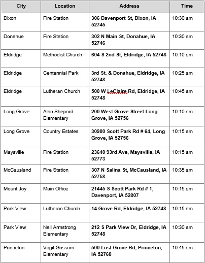 A reminder that food is being delivered at the following locations and times on Mondays, Wednesdays, and Fridays. Meal quantities are determined by responses to the district survey. #NSLancers
docs.google.com/forms/d/e/1FAI…